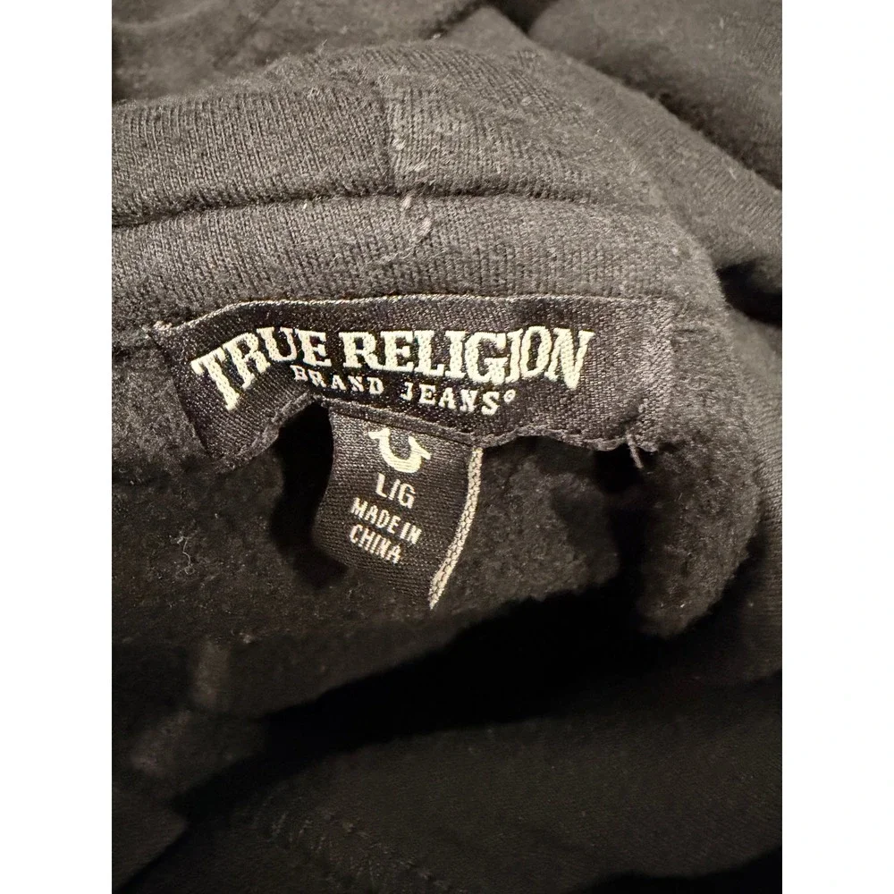 True Religion Hoodie Black Gold Logo World Tour Pullover Large